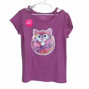 Children’s Place Flip Sequin Owl Top Pink Size M